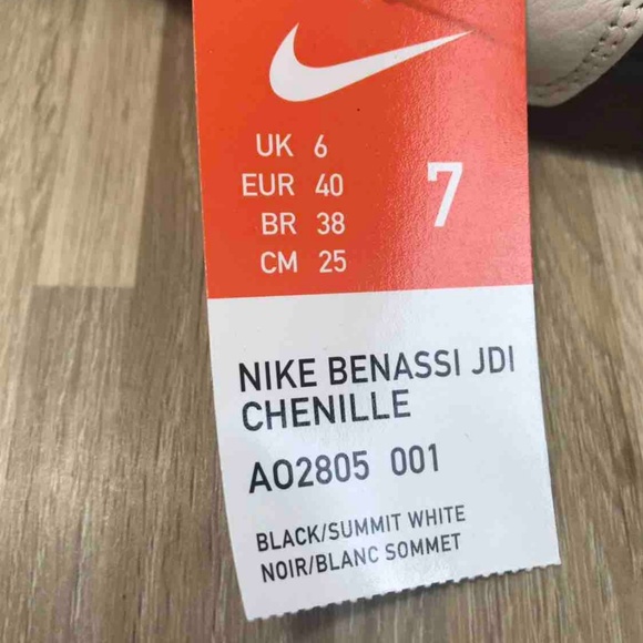 Nike Benassi JDI Chenille Mens Slippers AUTHENTIC - Picture 6 of 6